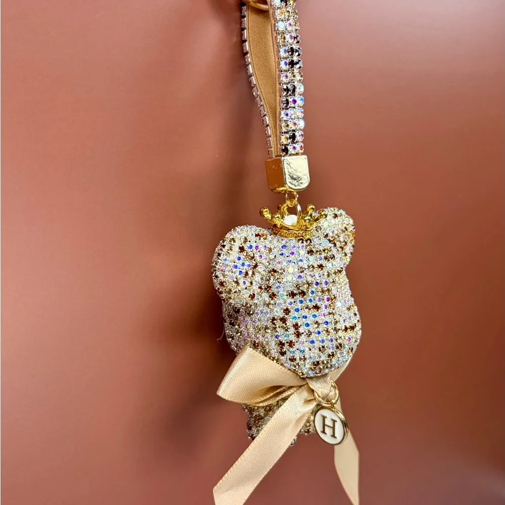 Bougie Crystal Teddy Bear Keychain with Bow